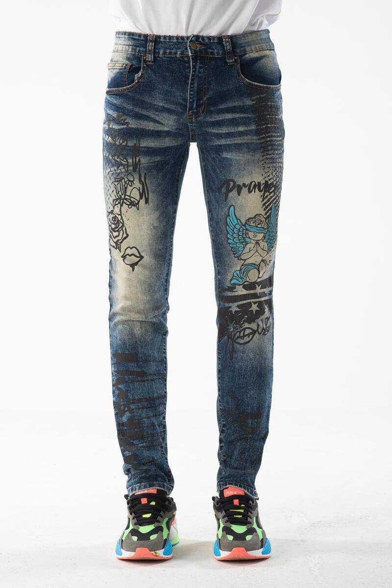Men Graphic Print Denim