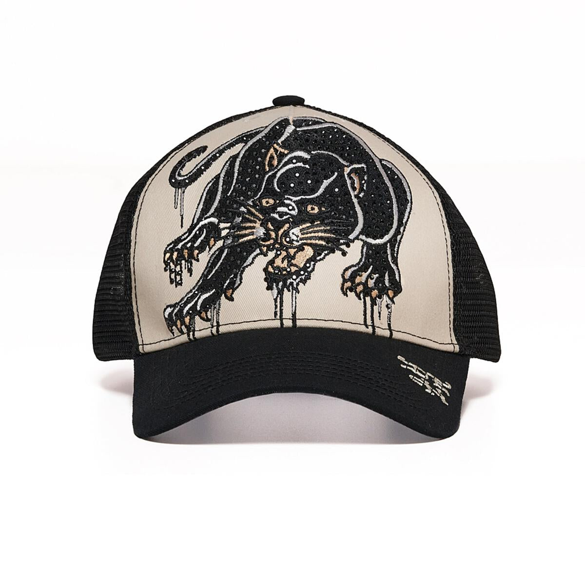 ED HARDY PANTHER RHINESTONE TRUCKER HAT