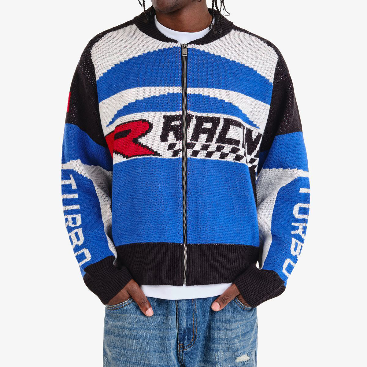 Racing Zip Down knitted Jacket