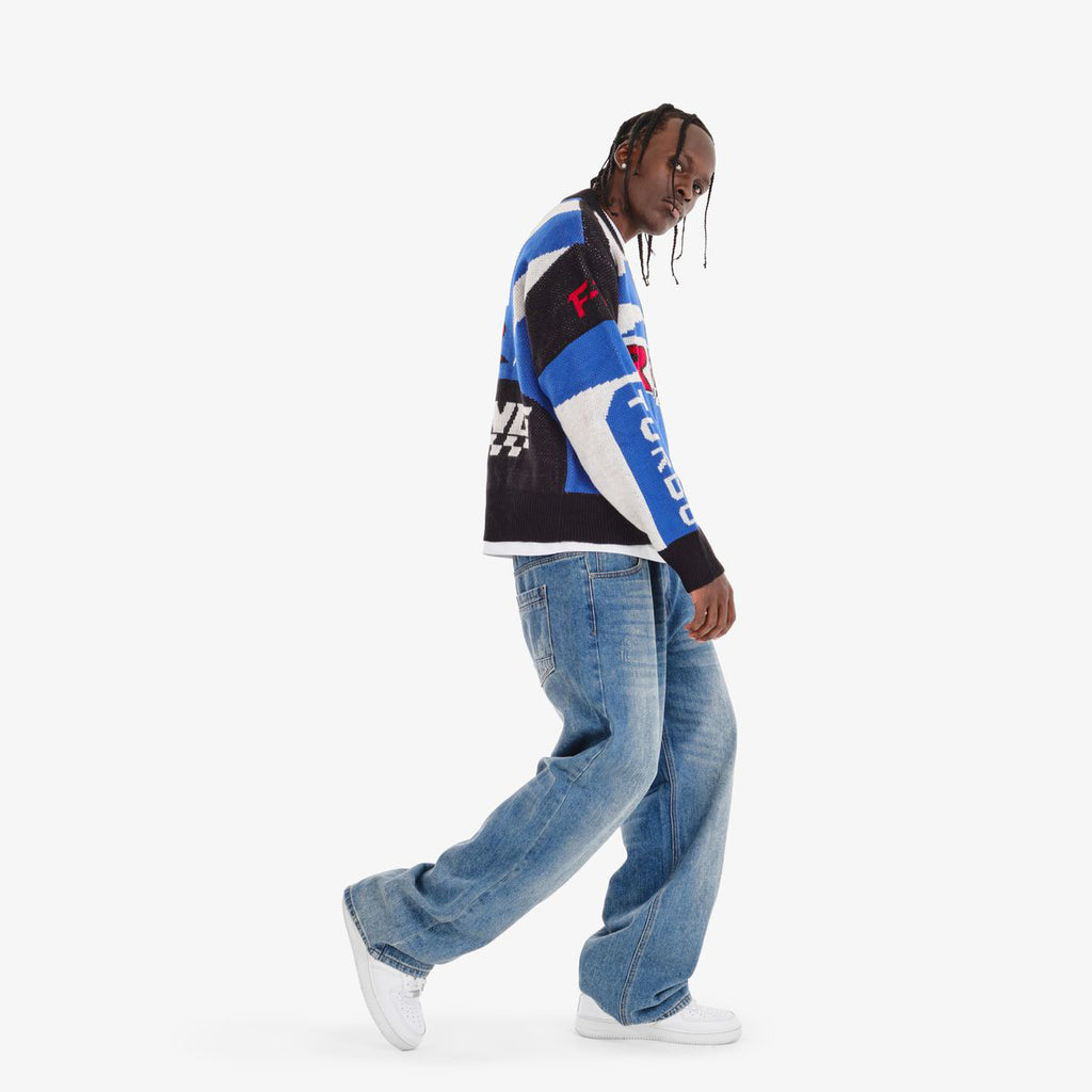 Racing Zip Down knitted Jacket