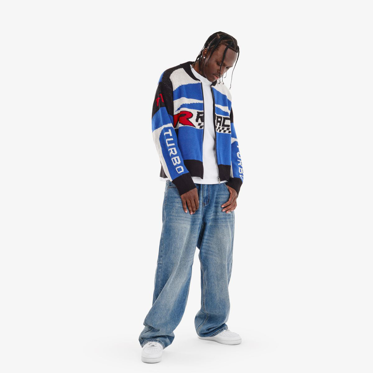 Racing Zip Down knitted Jacket