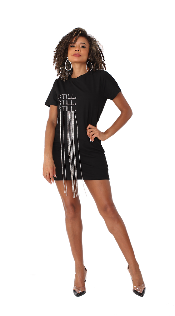 For Her T-Shirt Dress With Rhinestone Stripes