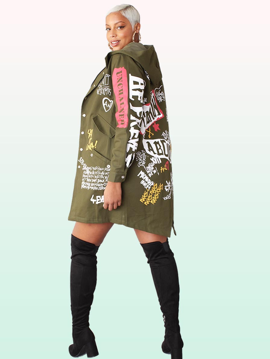 For Her Button Down Multi-Print Jacket