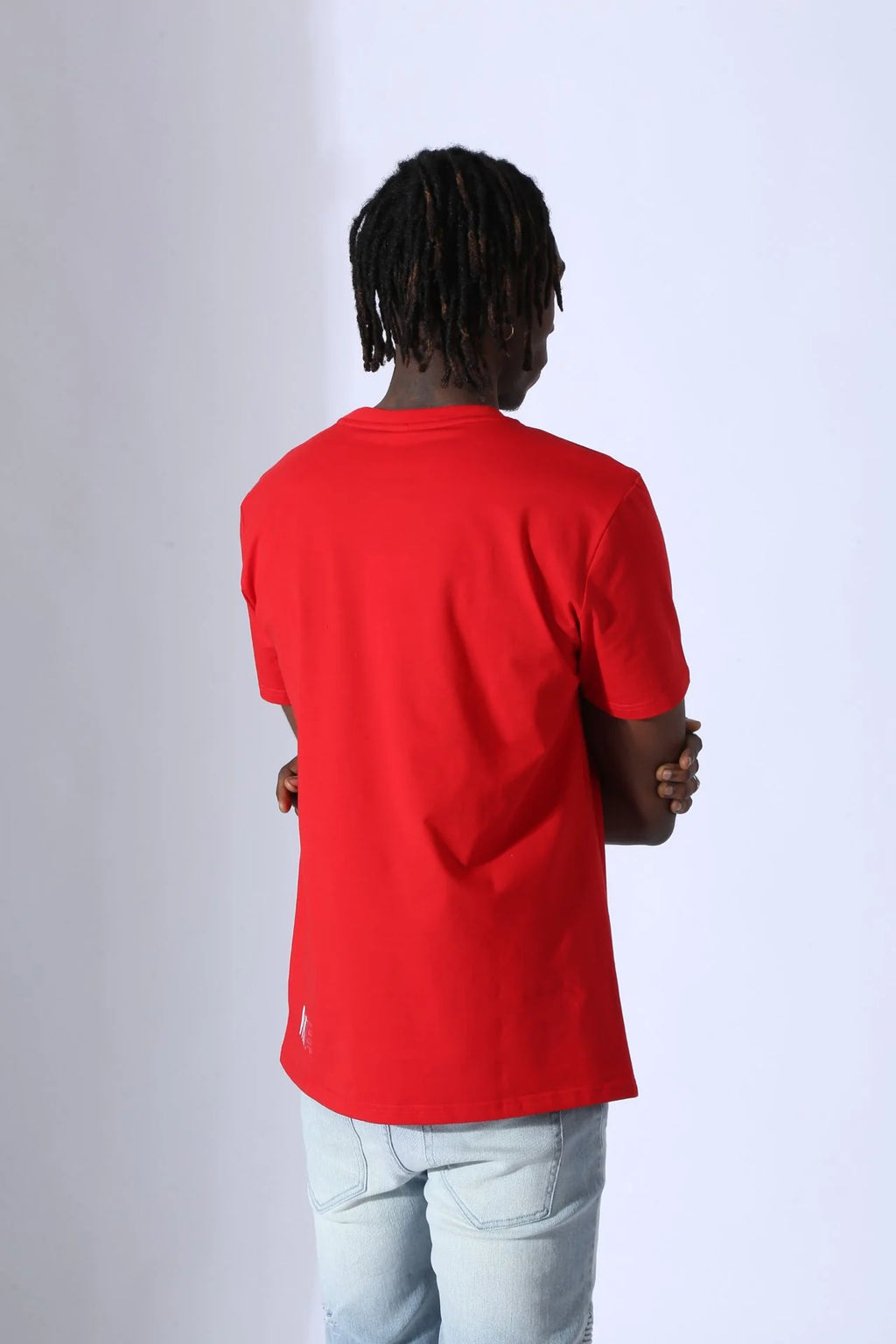 Fifth Loop "Born Freedom" Print Embroidery Crew Neck T-Shirt