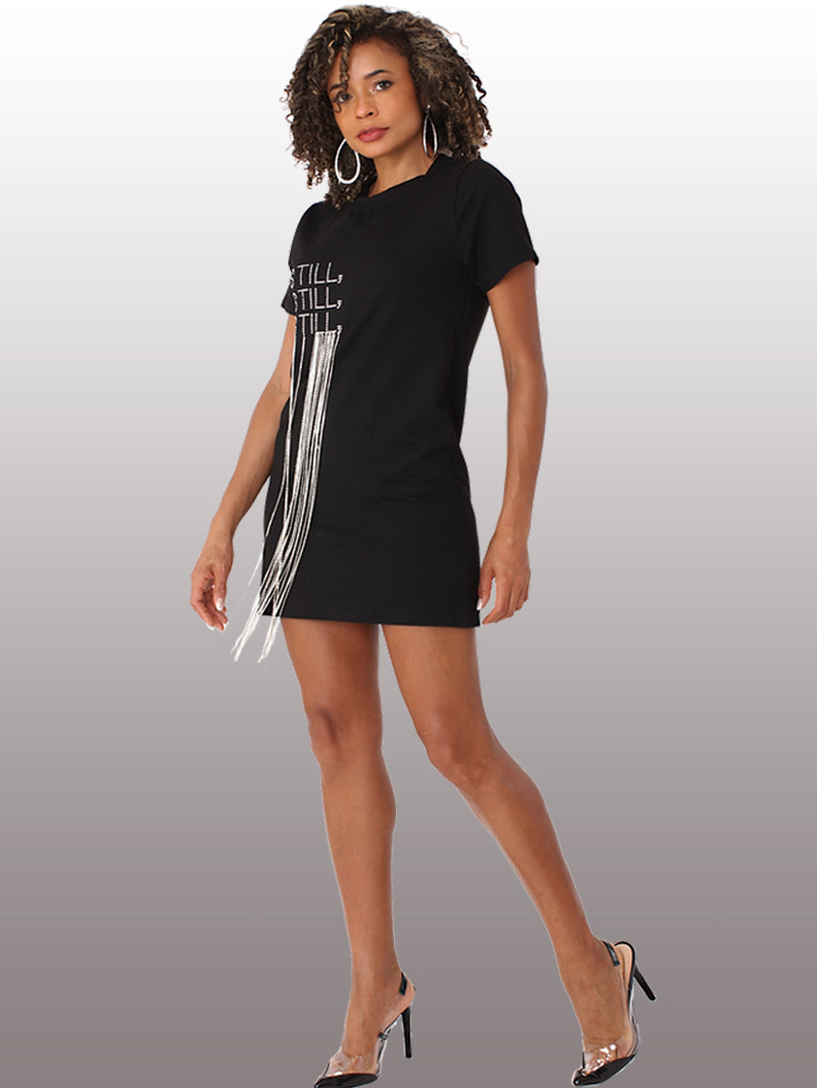 For Her T-Shirt Dress With Rhinestone Stripes