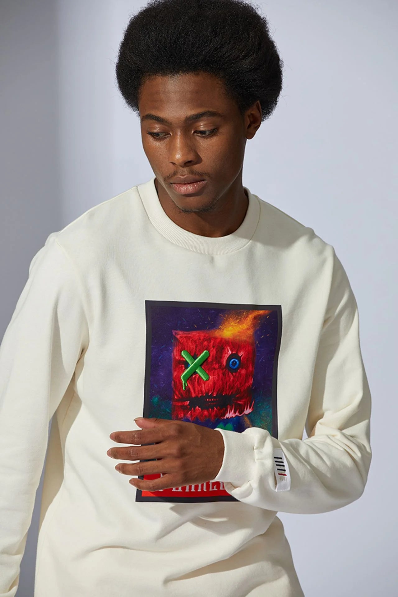 Fifth Loop "Fearless" Embroidery Print Crewneck Sweatshirt