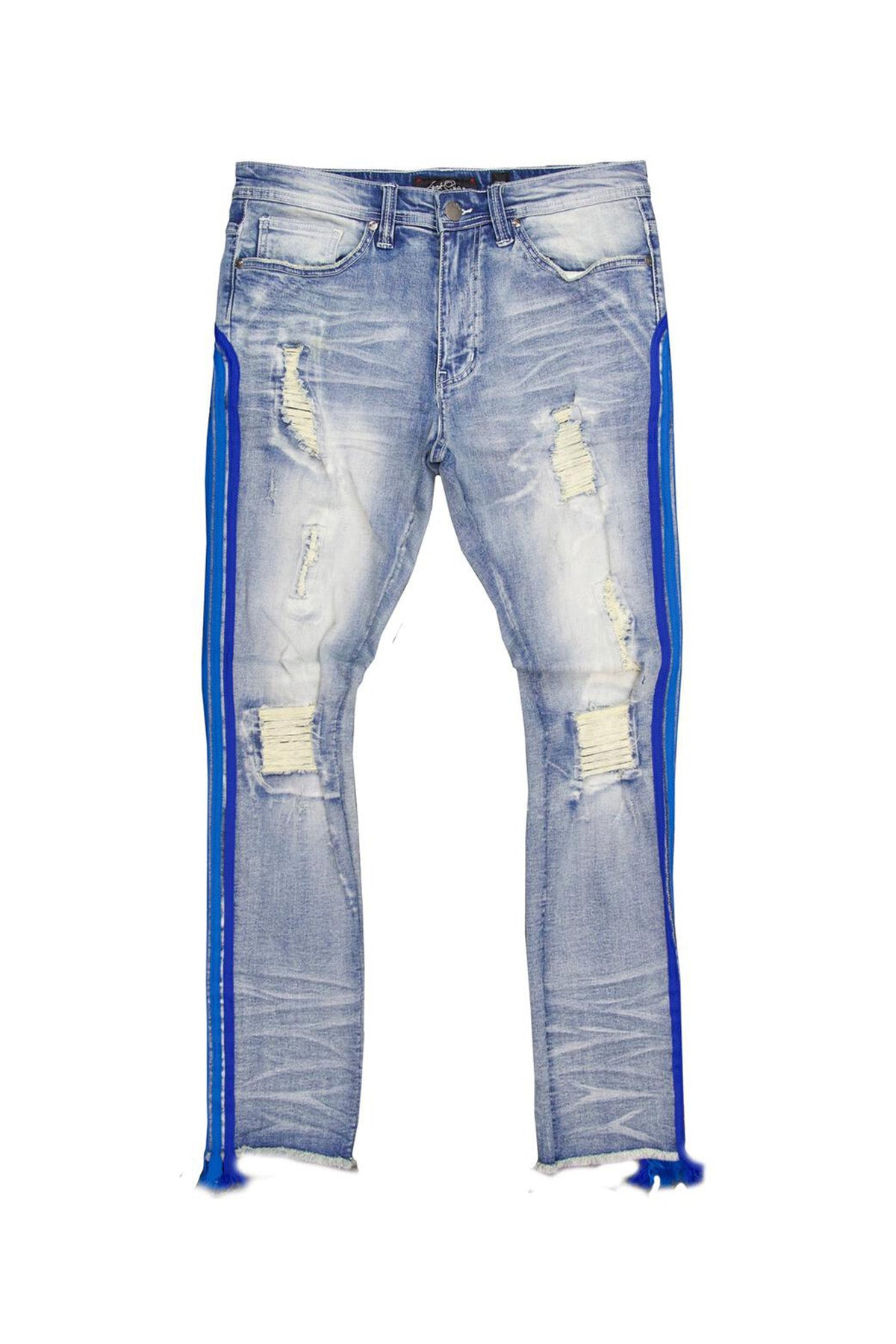 Frost Shredded Jeans W/ Multi - side Taping.