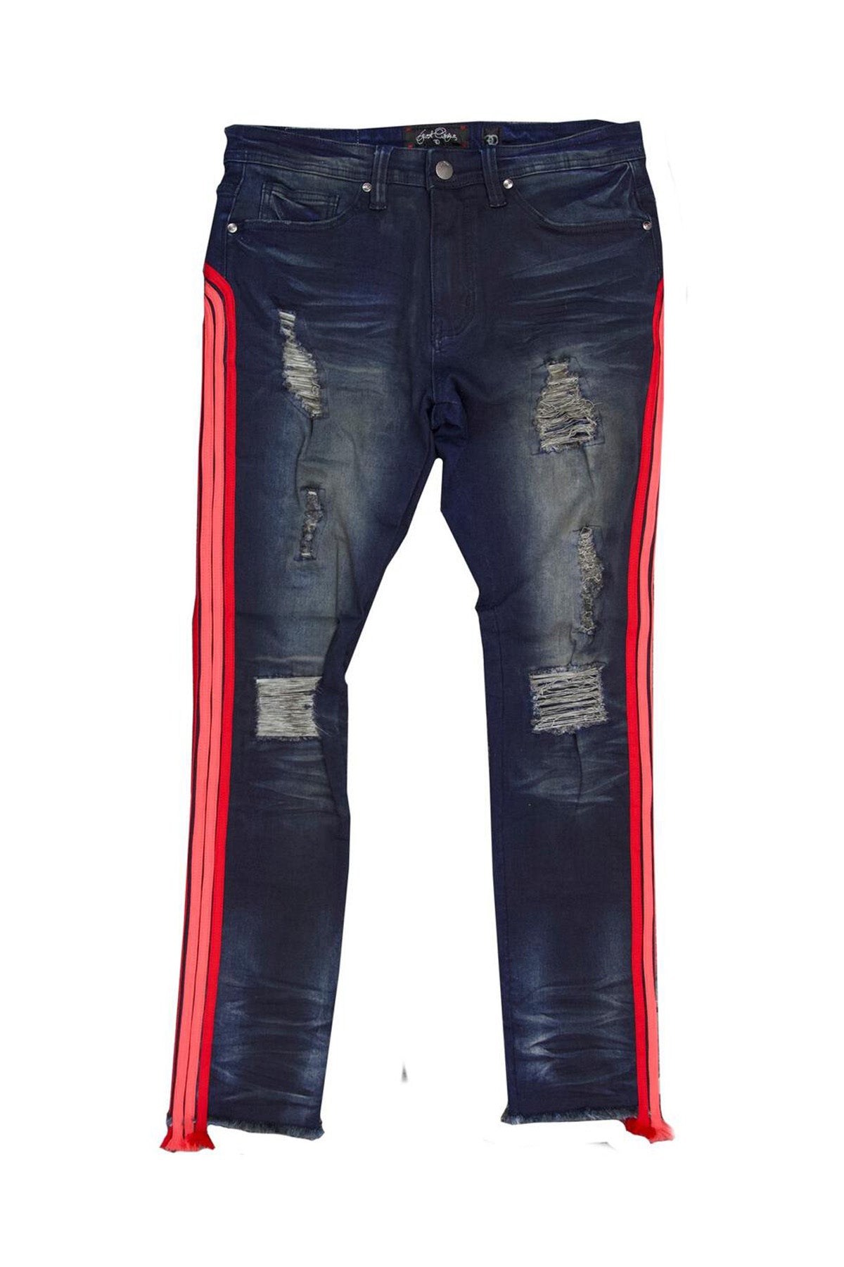 Frost Shredded Jeans W/ Multi - side Taping.