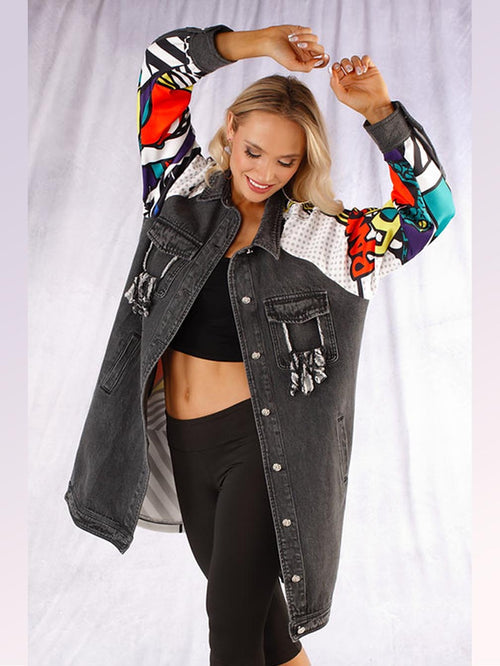 Bang Print Jeans Jacket