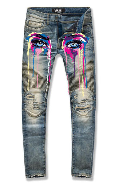 Eye Drip Print Denim