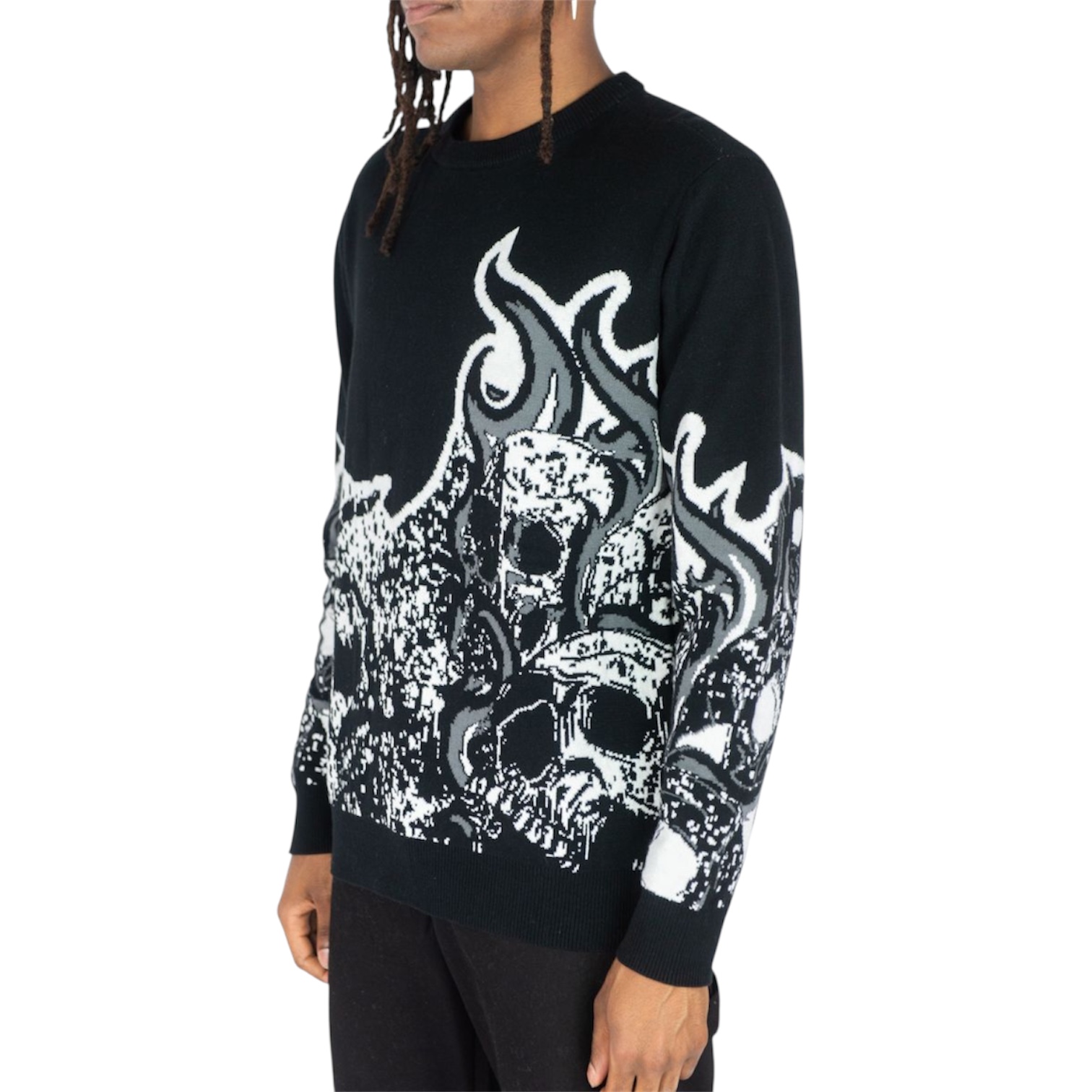 BURNING SKULL CREW NECK SWEATER