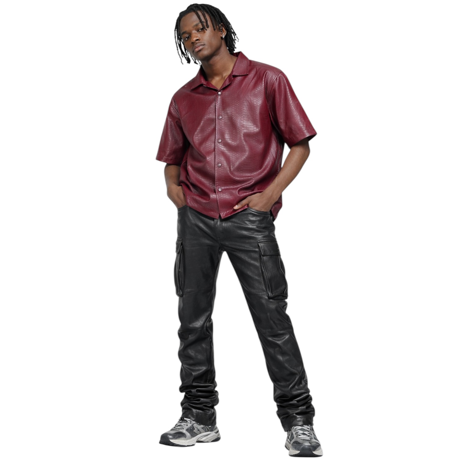 REBEL CROC PU BUTTON UP SHIRT