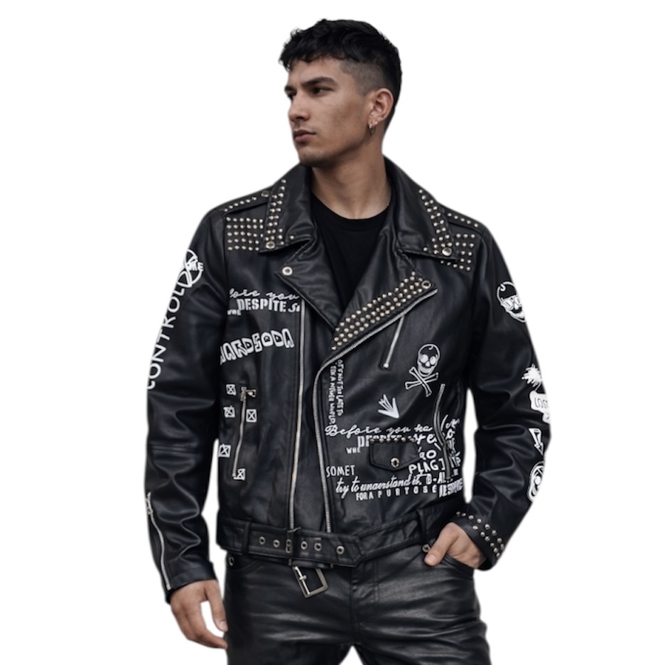 HARD SODA BIKER LEATHER STUD JACKET