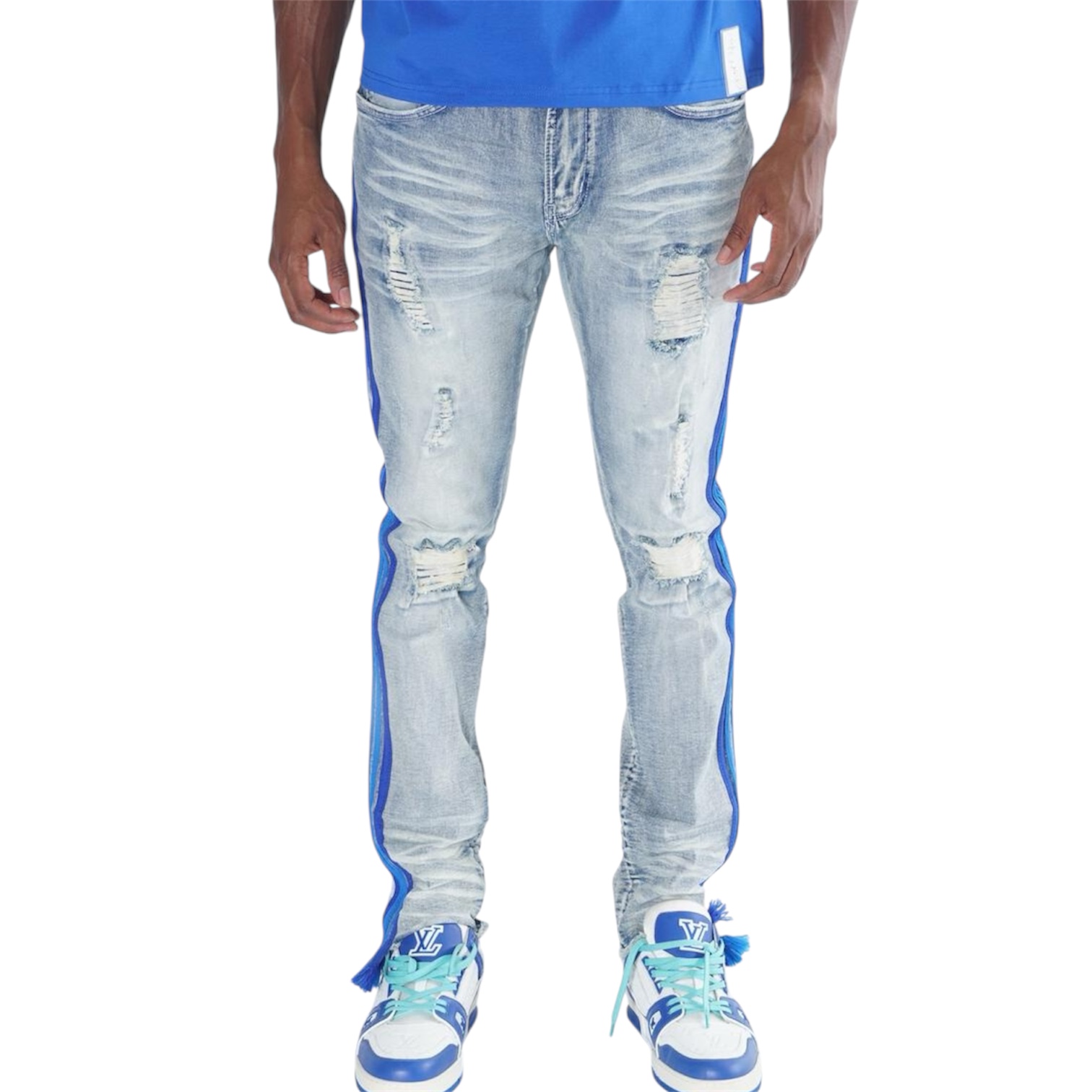 FROST ORIGINAL DISTRESS SKINNY FIT JEANS W/SIDE TAPING