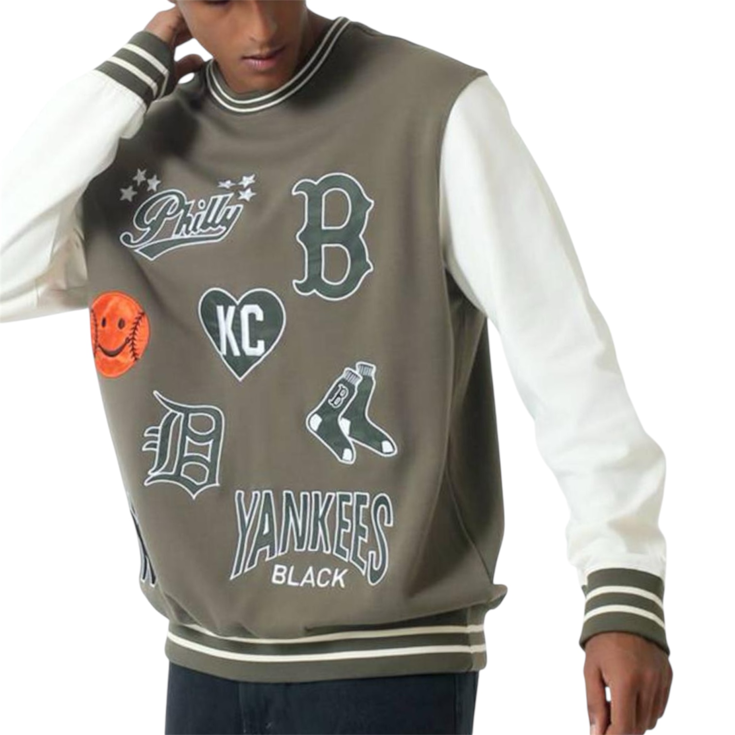 MULTI PATCH CREWNECK SWEATER