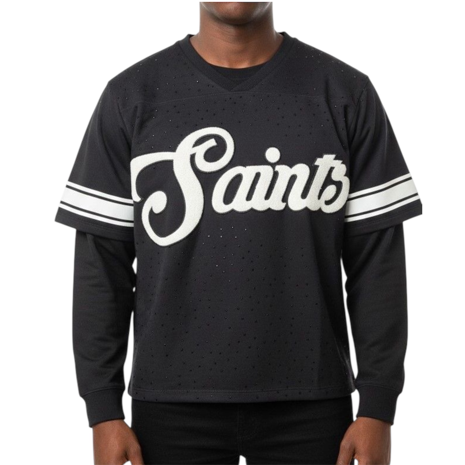 MEN CROPPED FLEECE V NECK LONG SLEEVE