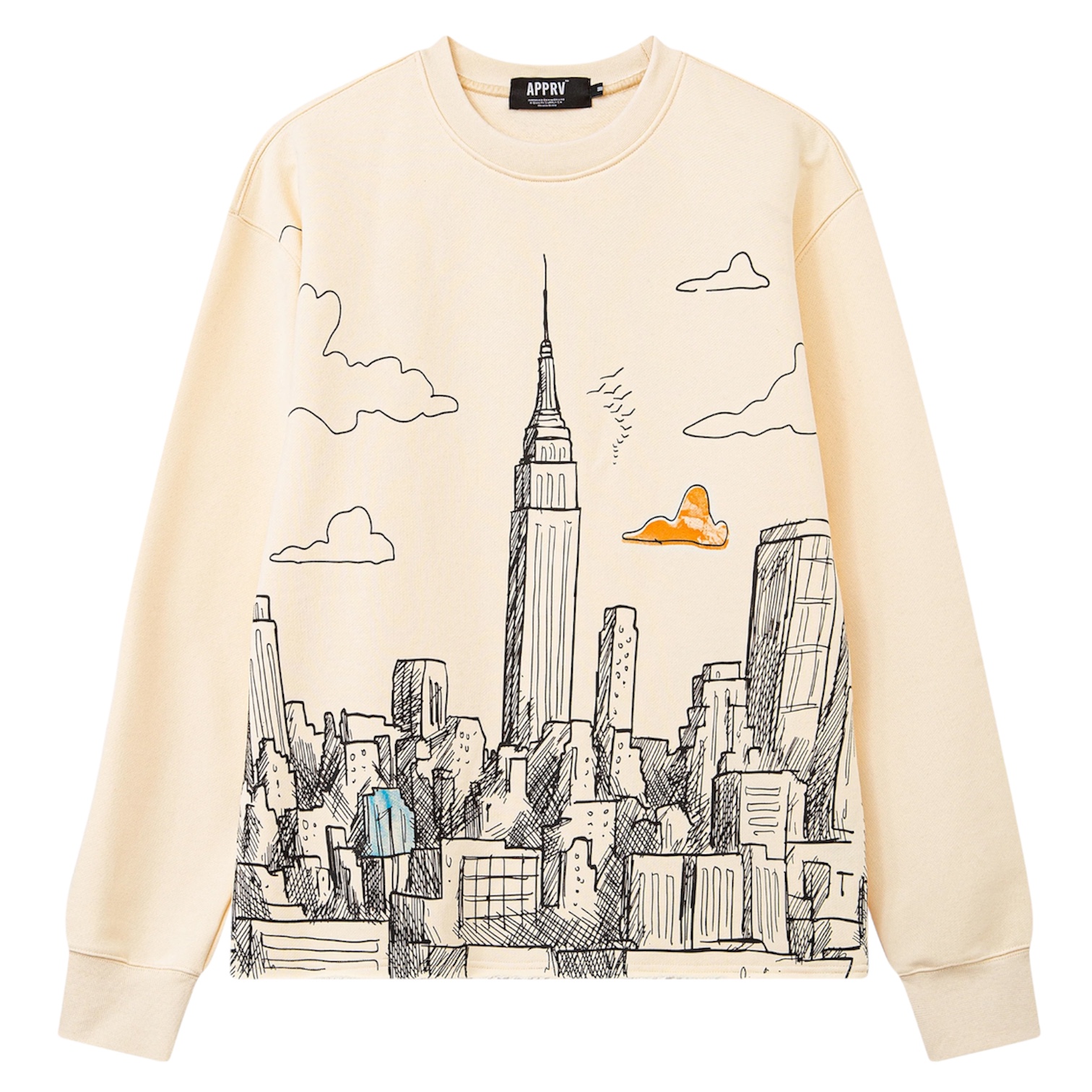 APPRV DENIM SKYLINE CREW NECK SWEAT SHIRT
